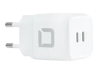 DICOTA Comfort - Strømadapter - 45 watt - 2.5 A PD 3.0 - 2 utgangskontakter (USB-C) - hvit