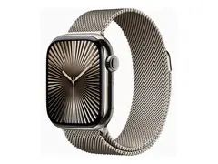 Apple Watch Series 10 (GPS + Cellular) 42 mm - naturlig titan - smartklokke med fint strikket l&#248;kke - nett av rustfritt st&#229;l - naturlig - h&#229;ndleddst&#248;rrelse: 130-180 mm - 64 GB - LTE, Wi-Fi 4, UWB, Bluetooth - 4G - 34.4 g