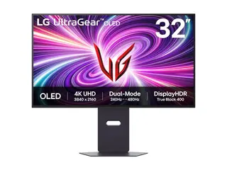 LG UltraGear 32GS95UV-B - OLED-skjerm gaming - 32" (31.5" synlig) - 3840 x 2160 UHD @ 240 Hz - 1300 cd/m² - 1500000:1 - DisplayHDR 400 True Black - 0.03 ms - 2xHDMI, DisplayPort - høyttalere