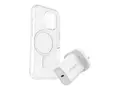 OtterBox Symmetry Series - Baksidedeksel for mobiltelefon MagSafe-samsvar - blank - med Premium Glass-skjermbeskytter og Fast Charge-vegglader USB-C 30 W - for Apple iPhone 16 Pro Max