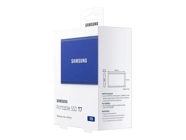 Samsung T7 MU-PC1T0H - SSD kryptert 1 TB ekstern (bærbar) USB 3.2 ...