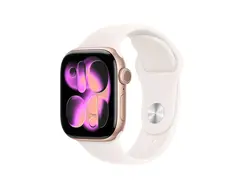 Apple Watch Series 11 (GPS) - 42 mm rosegull aluminium - smartklokke med sportsb&#229;nd - fluorelastomer - lett rouge - b&#229;ndbredde: M/L - 64 GB - Wi-Fi 4, UWB, Bluetooth - 30.3 g