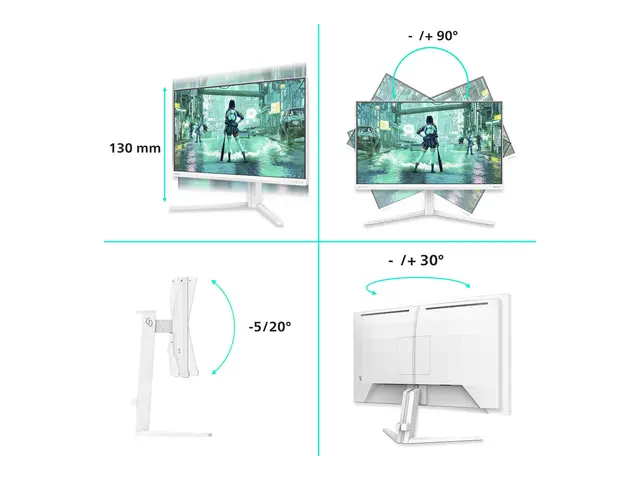 Philips Evnia 3000 24M2N3201P - LED-skjerm gaming - 24" (23.8" synlig) - 1920 x 1080 Full HD @ 240 Hz - Fast IPS - 300 cd/m² - 1000:1 - HDR10 - 0.3 ms - HDMI, DisplayPort - hvit 