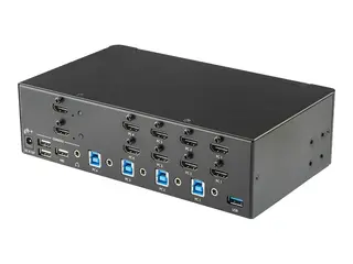 Startech StarTech.com 4-Port Dual Monitor HDMI KVM Switch with Audio &amp; USB 3.0 hub 4K 30Hz - 4 PC Mac Computer KVM Switch Box for HDMI Display (SV431DHD4KU) - KVM / lyd / USB-svitsj - 4 x KVM/lyd/USB - rackmonterbar