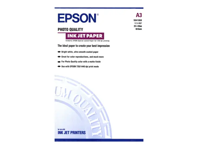 Epson Photo Quality Ink Jet Paper - Matt - belagt - A3 (297 x 420 ...