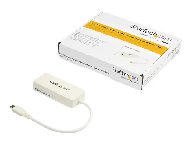 StarTech.com USB C to Gigabit Ethernet Adapter with USB A Port, Wh...