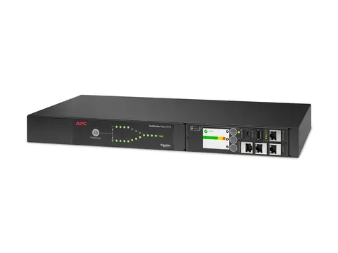 APC - Automatisk overføringsbryter (kan monteres i rack) AC 230 V - 3840 VA - enkeltfase - USB, Ethernet 10/100/1000 - utgangskontakter: 1 - 1U - 2.43 m kabel - svart - for P/N: AR4012A, AR4017A, AR4032A, AR4038LA