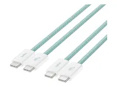 Belkin BoostCharge - USB-kabel - 24 pin USB-C (hann) til 24 pin USB-C (hann) 1.5 m - USB Power Delivery (60W), flettet kabel - gr&#248;nn (en pakke 2)