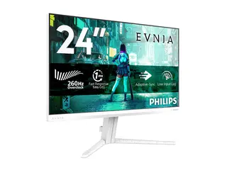 Philips Evnia 3000 24M2N3201PL - LED-skjerm 24" (23.8" synlig) - 1920 x 1080 Full HD (1080p) @ 260 Hz - Fast IPS - 1000:1 - HDR10 - 0.3 ms - HDMI, DisplayPort - hvit