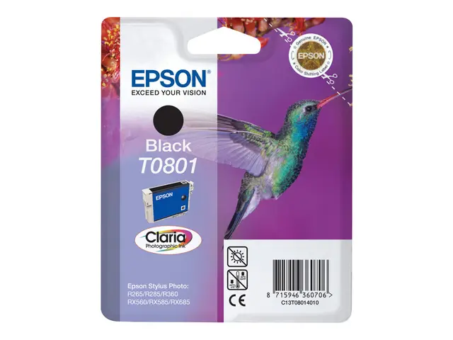 Epson T0801 - 7.4 ml - svart - original - blister - blekkpatron - ...