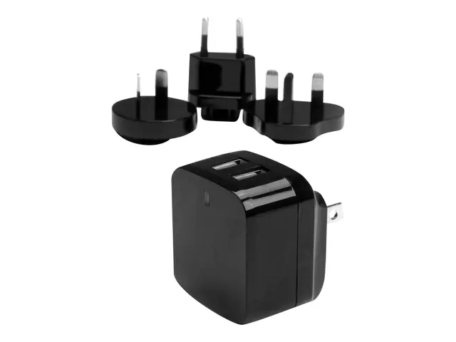 Startech Travel USB Wall Charger - 2 Port Black Universal Adapter ...