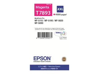 Epson T7893 - 34.2 ml - XXL-størrelse - magenta original - skriverpatron - for WorkForce Pro WF-5110DW, WF-5190DW, WF-5190DW BAM, WF-5620DWF, WF-5690DWF, WF-5690DWF BAM