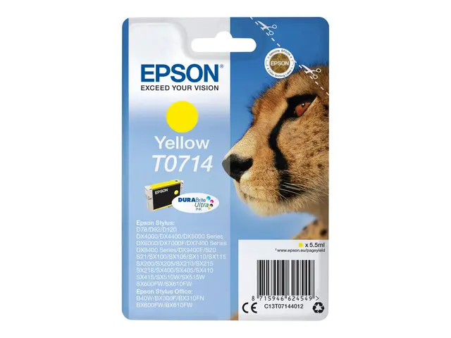 Epson T0714 - 5.5 ml - gul - original - blekkpatron - for Stylus D...