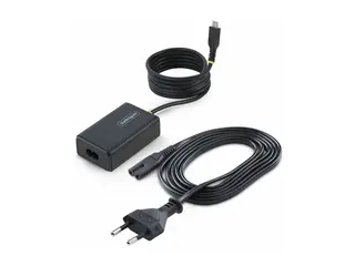 StarTech - USB-C-strømadapter - med 1,5 m festet USB-C-kabel AC 110-240 V - 65 watt - Europa - svart