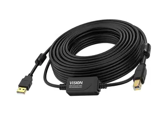 Vision - USB-kabel - USB (hann) til USB-type B (hann) USB 2.0 - 10 m - aktiv inline-forsterker - svart