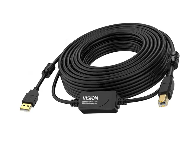 Vision - USB-kabel USB (hann) til USB-type B 2.0 10 m aktiv inline...
