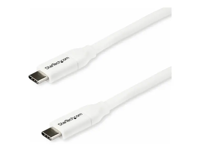 StarTech.com USB C to Cable - 6 ft / 2m 5A PD M/M White 2.0 USB-IF...