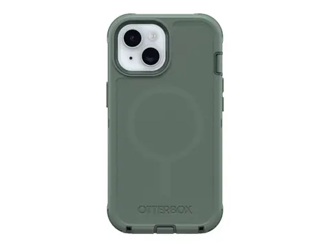 OtterBox Defender Series - Baksidedeksel for mobiltelefon MagSafe-samsvar - polykarbonatlag, termoplastisk elastomer (TPE) - skogvokter (gr&#248;nn) - for Apple iPhone 13, 14, 15