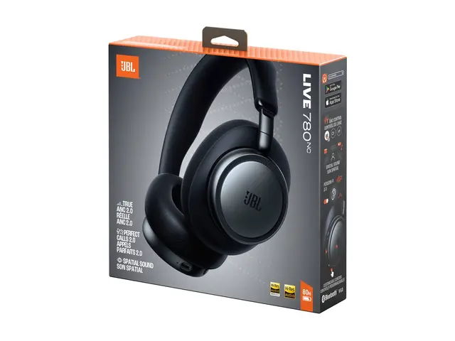 JBL LIVE 780NC - Hodetelefoner med mikrofon full størrelse - Bluetooth - trådløs, kablet - aktiv støydemping - 3,5 mm jakk - svart 