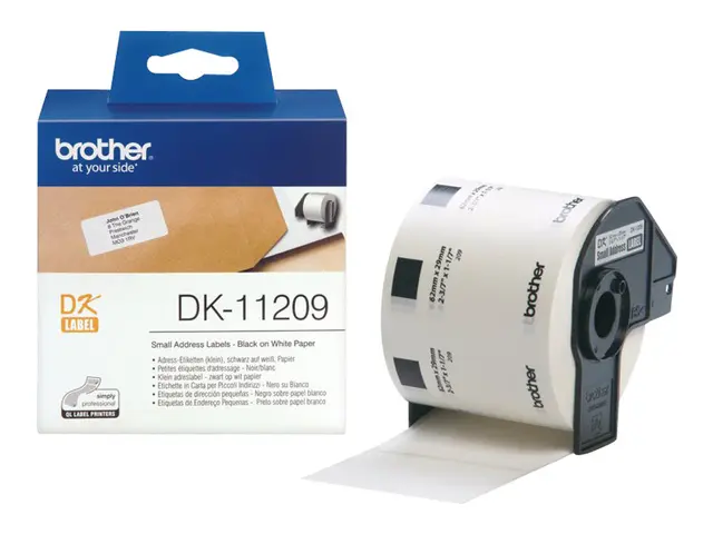 Brother DK-11209 - Svart på hvitt 800 adresselapper for QL-1050, 1...