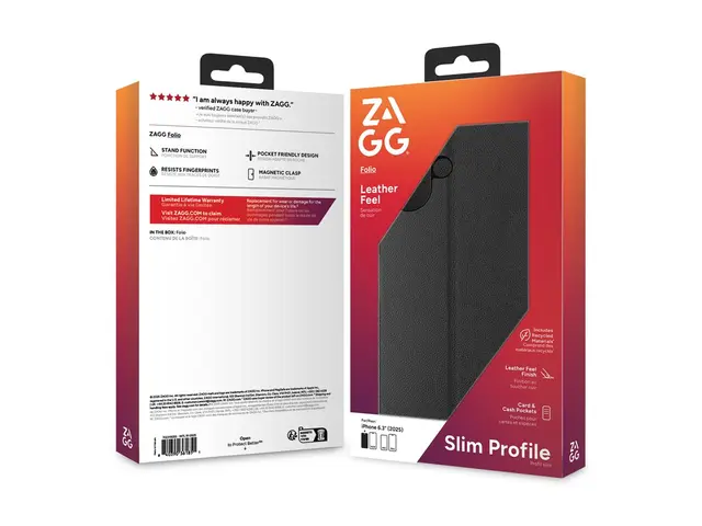 Zagg - Lommebok for mobiltelefon folio lær svart Apple iPhone 17