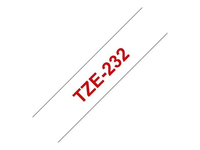 Brother TZe-232 - Standardklebemiddel rødt på hvitt Rull (1,2 cm x...