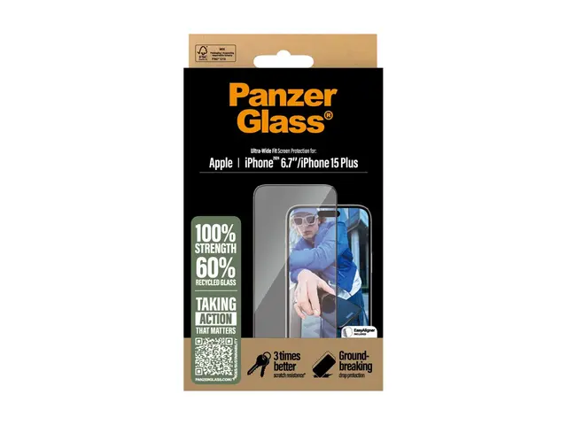 PanzerGlass - Skjermbeskyttelse for mobiltelefon - ultrabred passf...