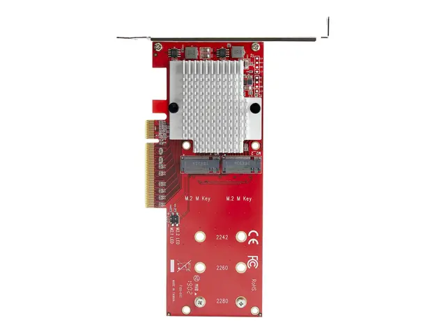 Startech Dual M.2 PCIe SSD Adapter Card, x8 / x16 NVMe or AHCI to ...