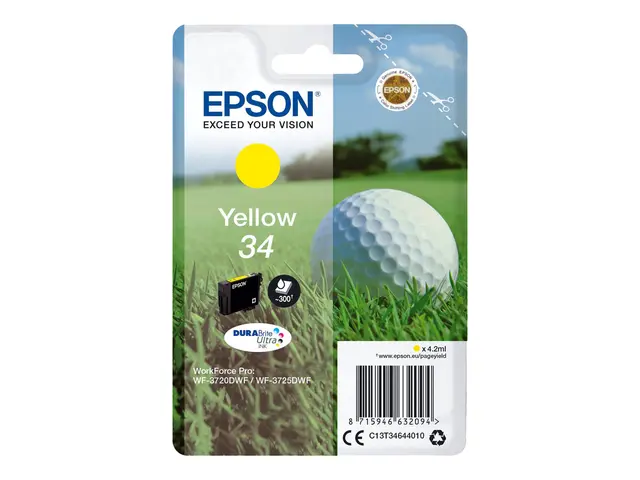 Epson 34 - 4.2 ml - gul - original - blære med RF/lyd-alarm - blek...