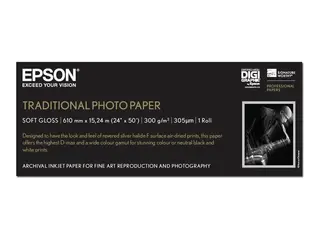 Epson Traditional Photo Paper - Rull (61 cm x 15 m) 300 g/m² - fotopapir - for SureColor SC-P10000, P20000, P6000, P7000, P7500, P8000, P9000, P9500, T3200, T5200, T7200