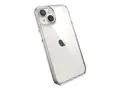 Speck Presidio Perfect-Clear - Baksidedeksel for mobiltelefon MagSafe-samsvar - hard polykarbonat, bl&#248;t termoplastpolyuretan (TPU) - blank - for Apple iPhone 14