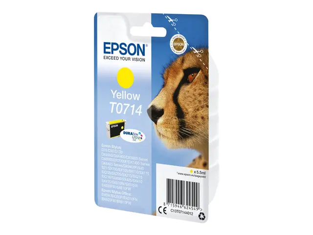 Epson T0714 - 5.5 ml - gul - original - blekkpatron - for Stylus D...