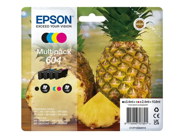 Epson 604 Multipack - 4-pack svart, cyan, magenta, gul original bl...