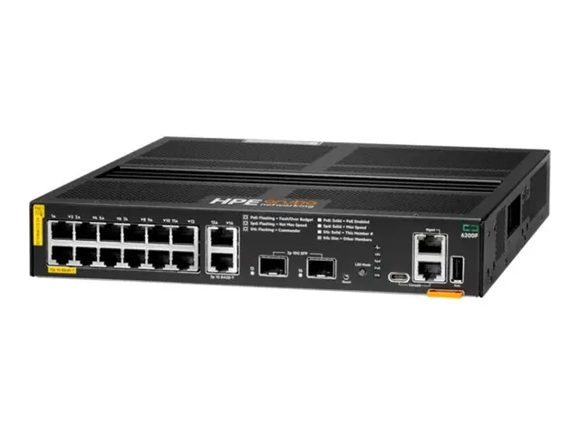 HPE Aruba 6200F 12G Class4 PoE 2G/2SFP+ 139W Switch - L3 Styrt 12 ...