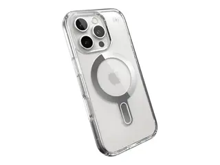 Speck Presidio Perfect-Clear - Baksidedeksel for mobiltelefon med klikkl&#229;s - MagSafe-samsvar - gummi - blank, krom - for Apple iPhone 16 Pro