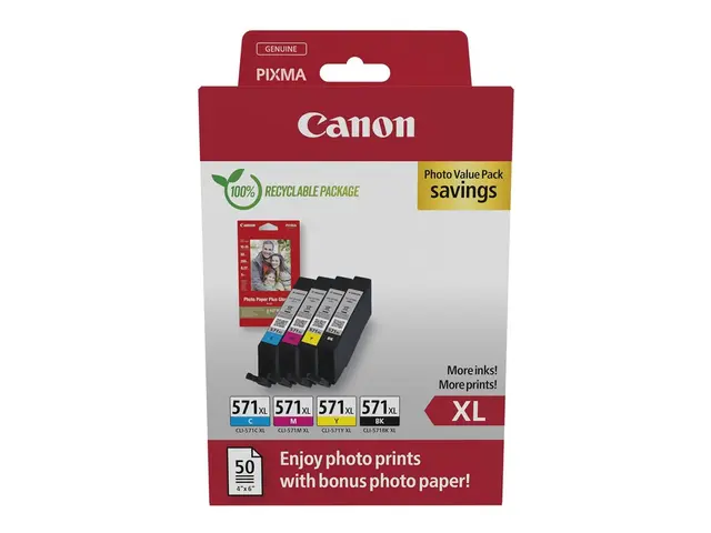 Canon CLI-571 XL C/M/Y/BK Photo Value Pack - 4-pack 11 ml Høy ytel...