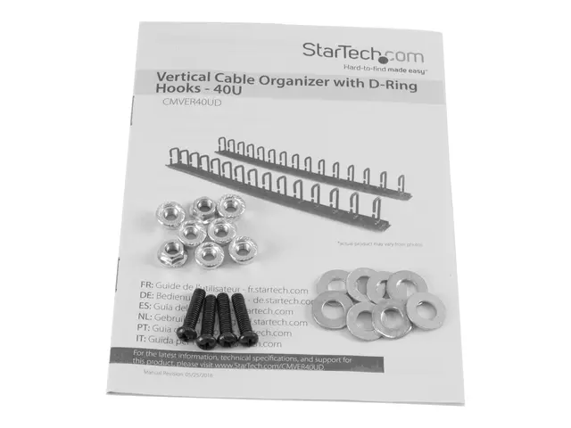 Startech Vertical 0U Server Rack Cable Management w/ D-Ring Hooks ...
