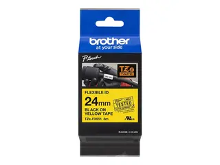 Brother TZe-FX651 - Svart på gult - Rull (2,4 cm x 8 m) 1 kassett(er) fleksibelt bånd for Brother PT-D600; P-Touch PT-2430, 2470, 3600, 9800, D610, D800, E500, E550, H500, P750
