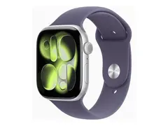 Apple Watch Series 11 (GPS + Cellular) 46 mm - s&#248;lvaluminium - smartklokke med sportsb&#229;nd - fluorelastomer - lilla t&#229;ke - b&#229;ndbredde: S/M - 64 GB - Bluetooth, LTE, Wi-Fi 4, UWB - 5G - 36.9 g