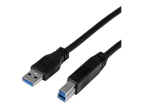 StarTech.com 1m 3 ft Certified SuperSpeed USB 3.0 A to B Cable Cord USB 3 Cable - 1x USB 3.0 A (M), 1x USB 3.0 B (M) - 1 meter, Black (USB3CAB1M) - USB-kabel - USB Type B til USB-type A - 1 m