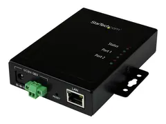 Startech 2 Port Serial-to-IP Ethernet Device Server RS232 - Metal and Mountable - Serial Device Server - RS232 Serial-Over-IP (NETRS2322P) - Enhetsserver - 2 porter - 100Mb LAN, RS-232 - AC 120/230 V / DC 9 - 36 V - i veggen