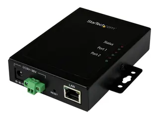 Startech 2 Port Serial-to-IP Ethernet Device Server RS232 - Metal and Mountable - Serial Device Server - RS232 Serial-Over-IP (NETRS2322P) - Enhetsserver - 2 porter - 100Mb LAN, RS-232 - AC 120/230 V / DC 9 - 36 V - i veggen