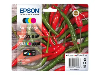 Epson 503XL Multipack - 4-pack - XL - svart, gul, cyan, magenta original - blære med RF/lyd-alarm - blekkpatron - for Expression Home XP-5200, XP-5205; WorkForce WF-2960DWF, WF-2965DWF