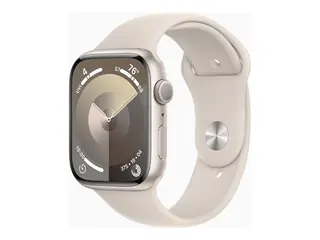 Apple Watch Series 9 (GPS) - 45 mm - stjernelysaluminium smartklokke med sportsbånd - fluorelastomer - stjernelys - båndbredde: M/L - 64 GB - Wi-Fi, Bluetooth, UWB - 38.7 g