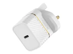 OtterBox Wall Charger - Str&#248;madapter - 20 watt 3 A - PD 3.0, USB BC 1.2 (24 pin USB-C) - p&#229; kabel: Lightning - skyst&#248;vhvit