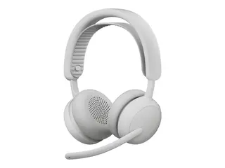 Logitech Zone Wireless 2 ES - Hodesett - on-ear Bluetooth - trådløs, kablet - aktiv støydemping - USB-C - elfenbenshvit - Certified for Microsoft Teams