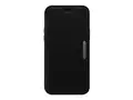 OtterBox Strada Series Folio - Lommebok for mobiltelefon l&#230;r, polykarbonat, metall&#229;s - skyggesvart - for Apple iPhone 12, 12 Pro