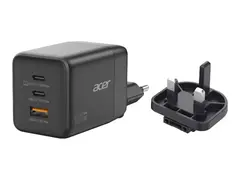 Acer - Str&#248;madapter - PPS- og GaN-teknologi 100 watt - PD 3.0 - 3 utgangskontakter (USB, 2 x USB-C) - p&#229; kabel: USB-C