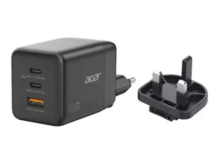 Acer - Str&#248;madapter - PPS- og GaN-teknologi 100 watt - PD 3.0 - 3 utgangskontakter (USB, 2 x USB-C) - p&#229; kabel: USB-C