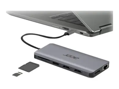 Acer 12-In-1 Type-C Adapter - dokkingstasjon USB-C 2 x HDMI, DP 1GbE